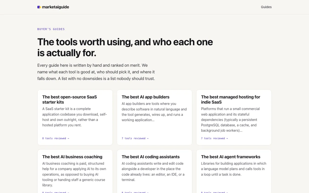 The marketaiguide website at marketaiguide.com