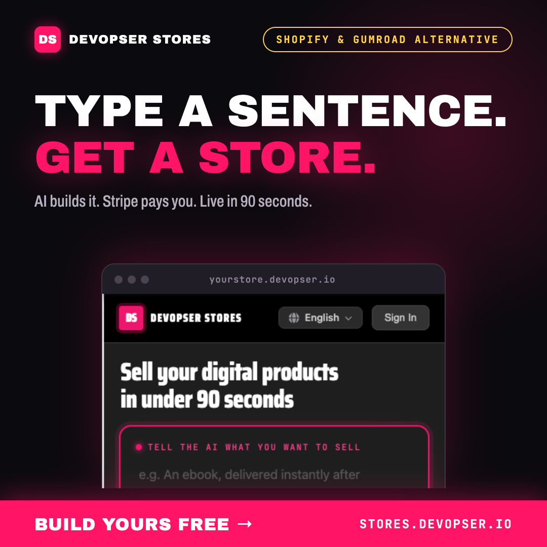 DevOpser Stores — type a sentence, get a store