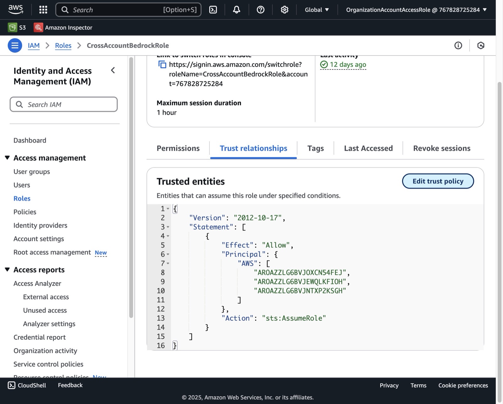 Configure Bedrock Cross-Account Access, step 9