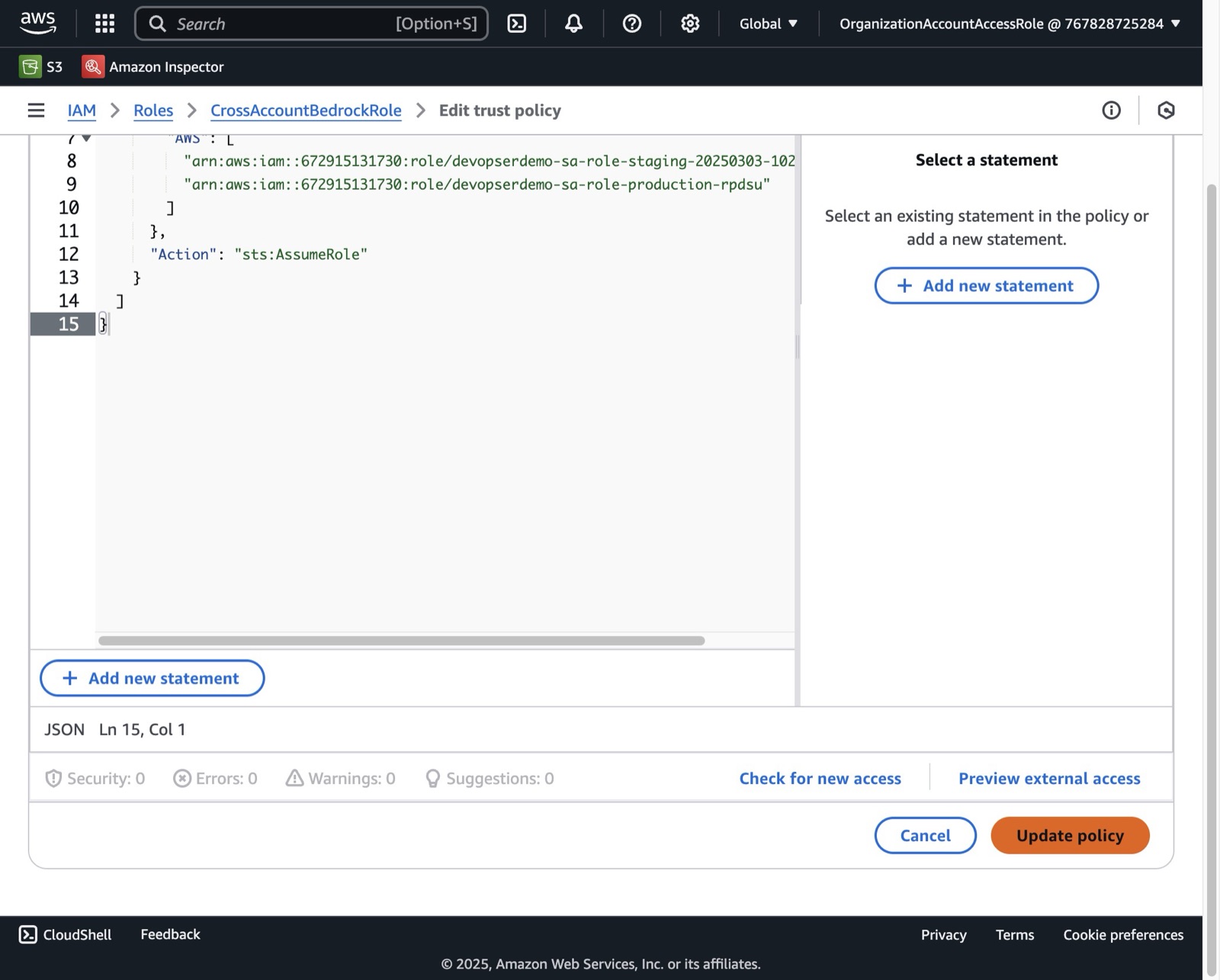Configure Bedrock Cross-Account Access, step 12