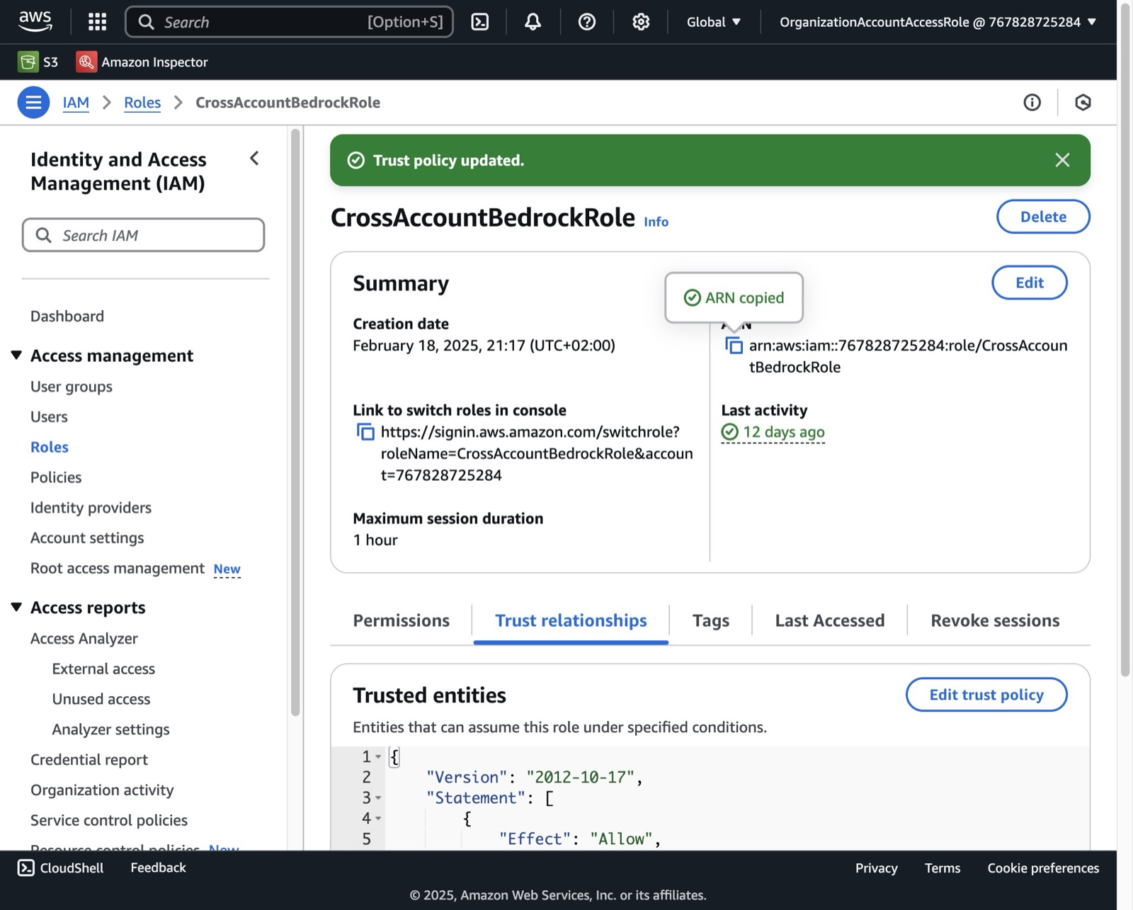 Configure Bedrock Cross-Account Access, step 13