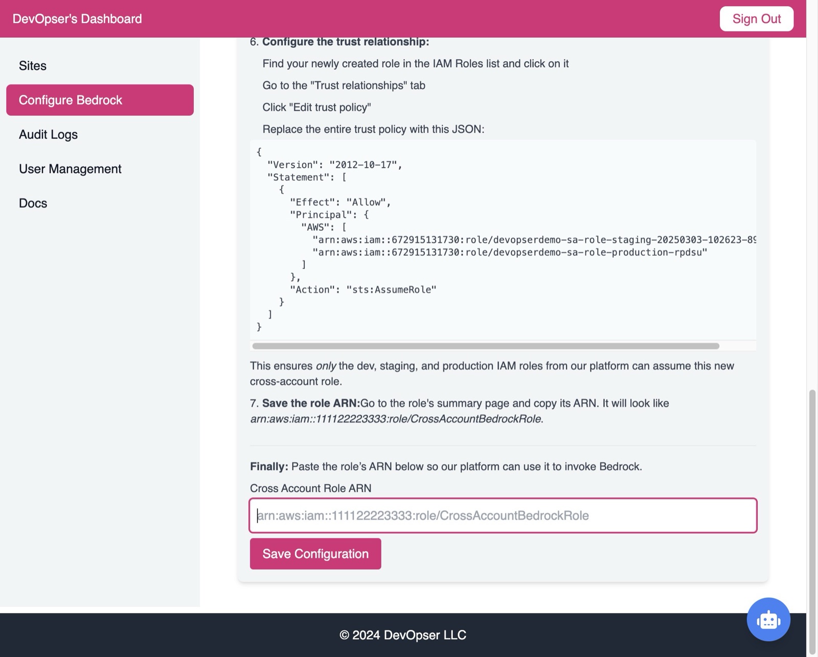 Configure Bedrock Cross-Account Access, step 15