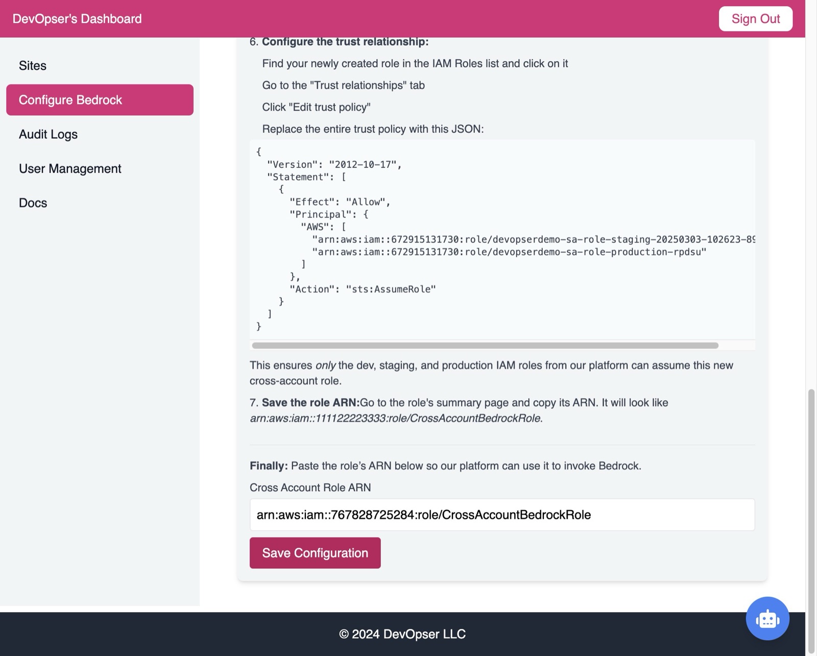 Configure Bedrock Cross-Account Access, step 17