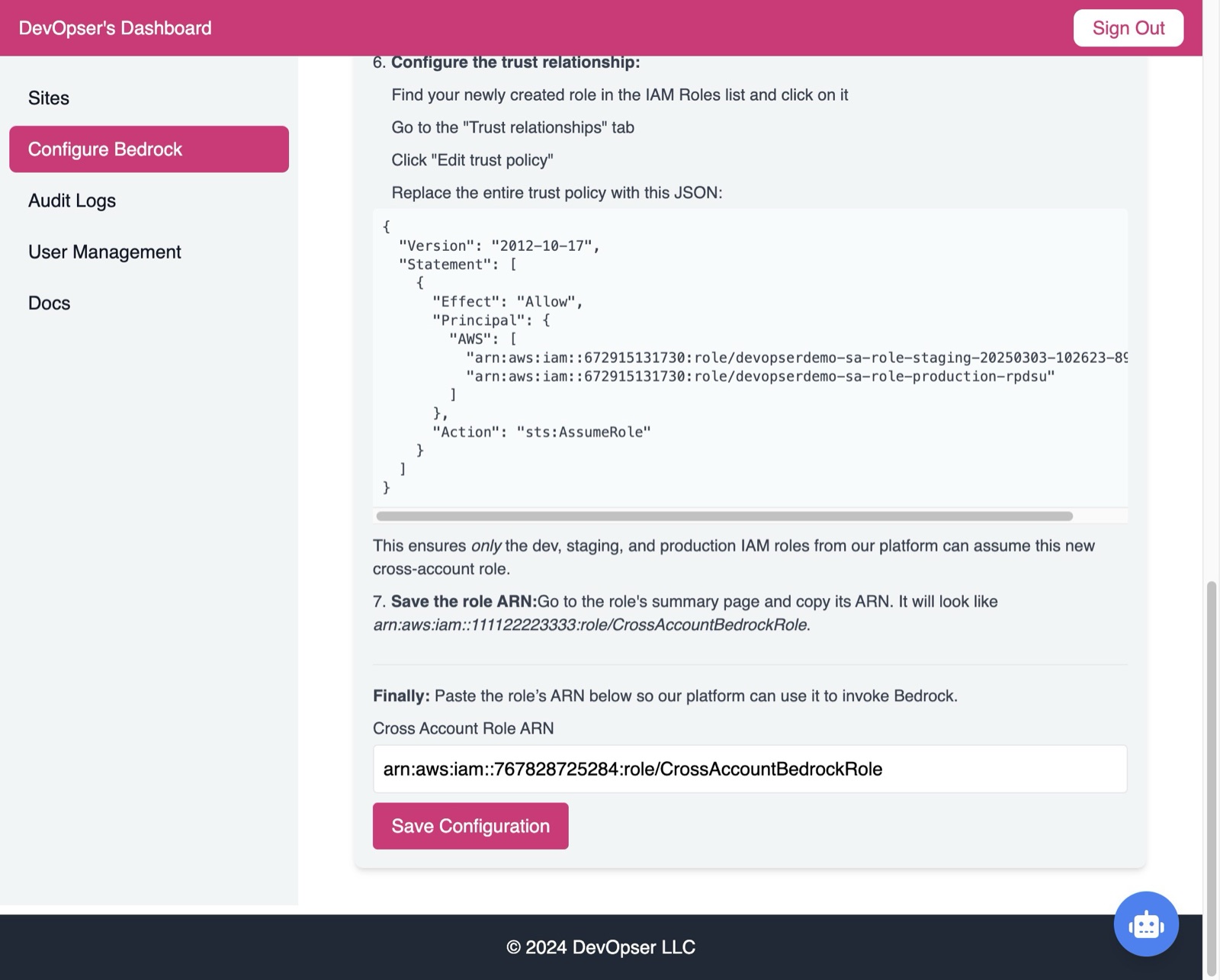Configure Bedrock Cross-Account Access, step 18