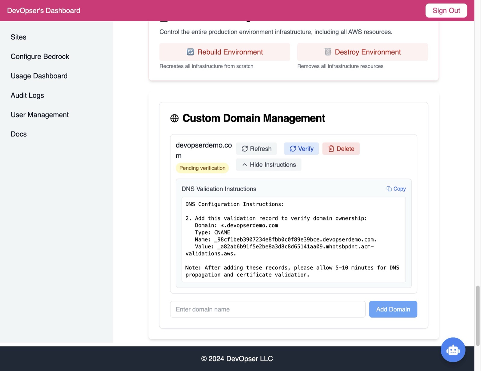 Set Up a Custom Domain, step 9