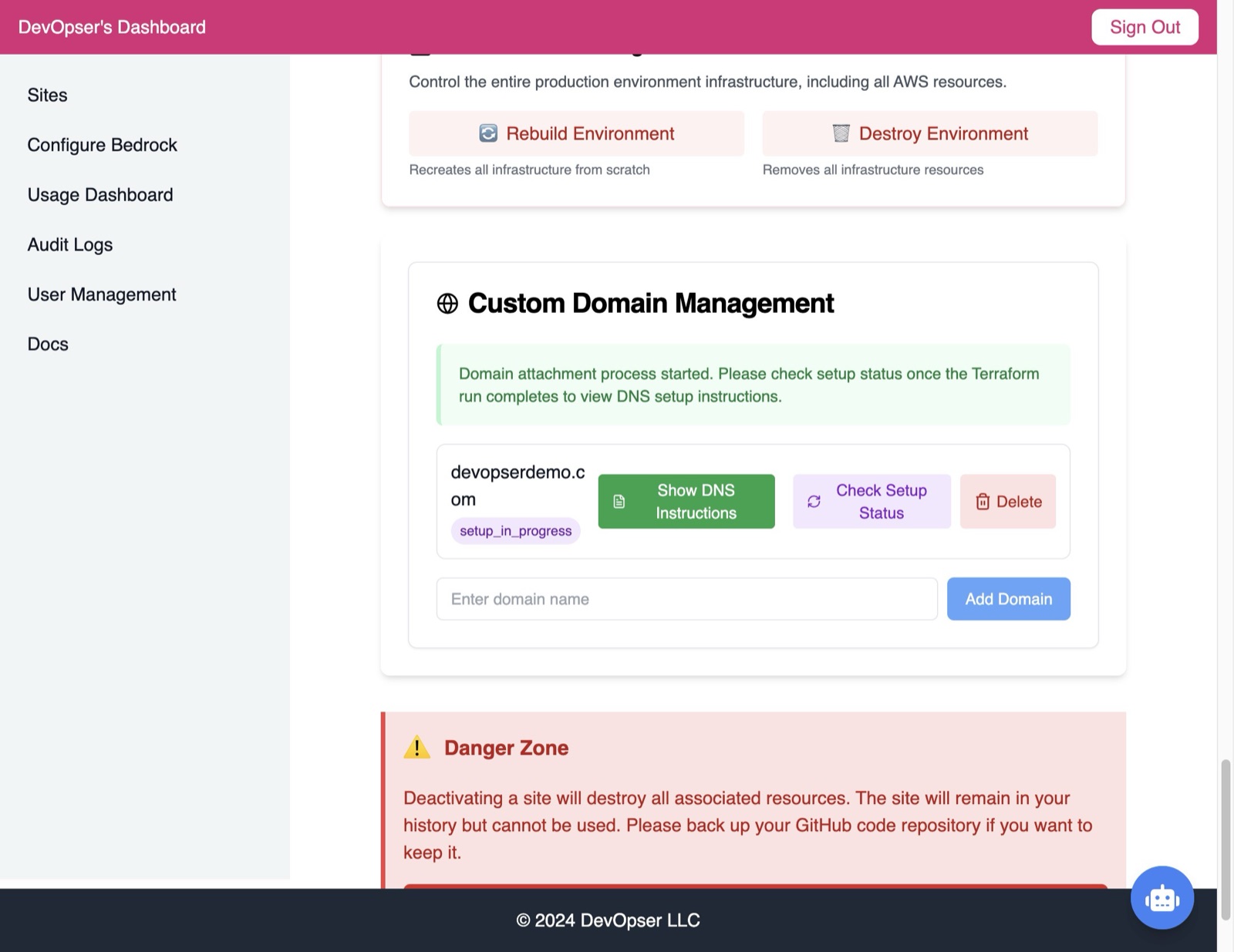Set Up a Custom Domain, step 12