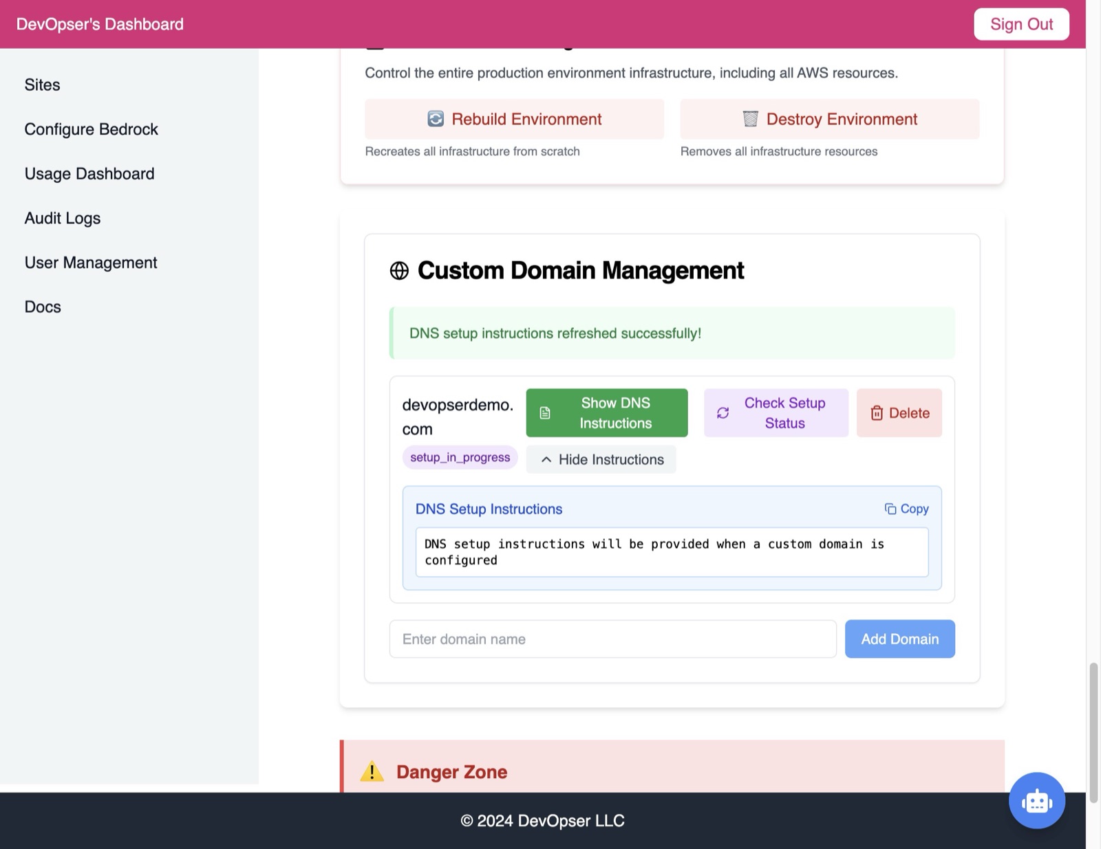 Set Up a Custom Domain, step 13