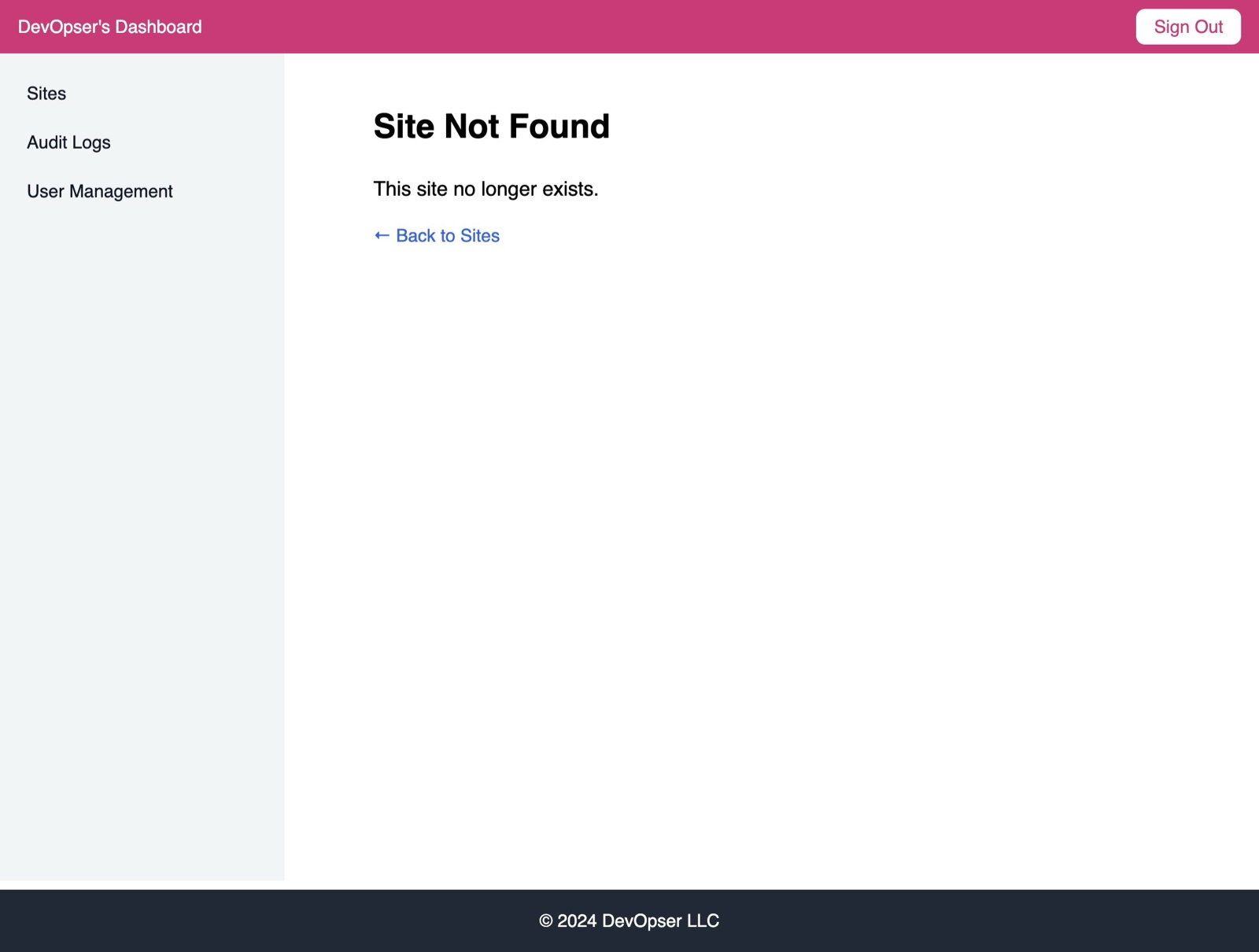 Deactivate a Site, step 7