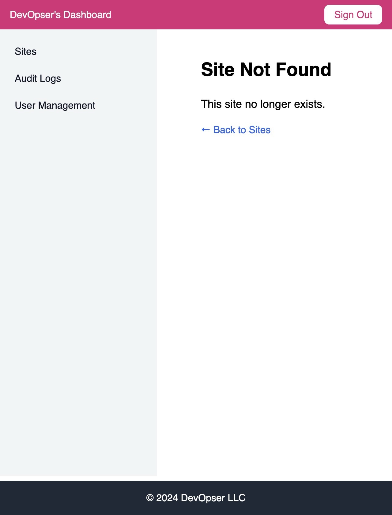 Deactivate a Site, step 8