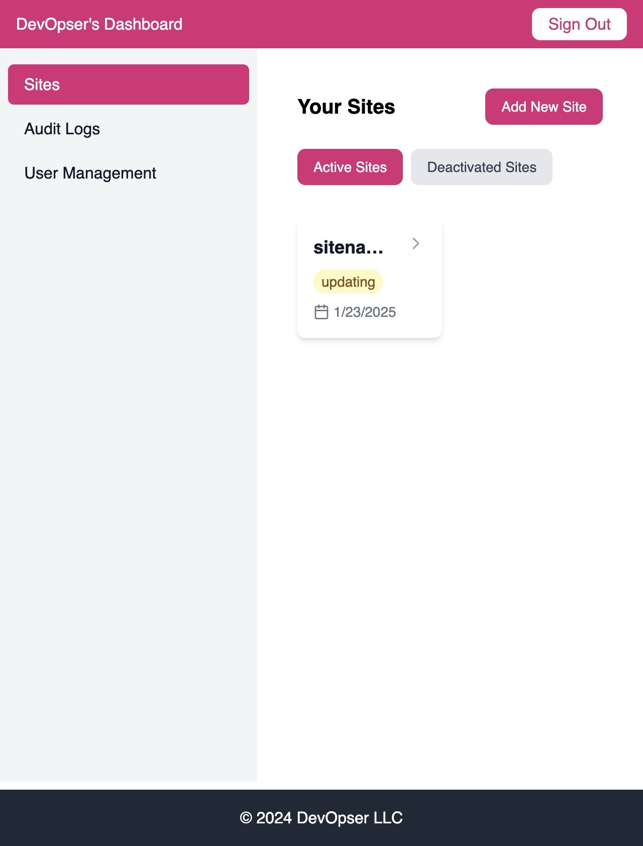 Deactivate a Site, step 9