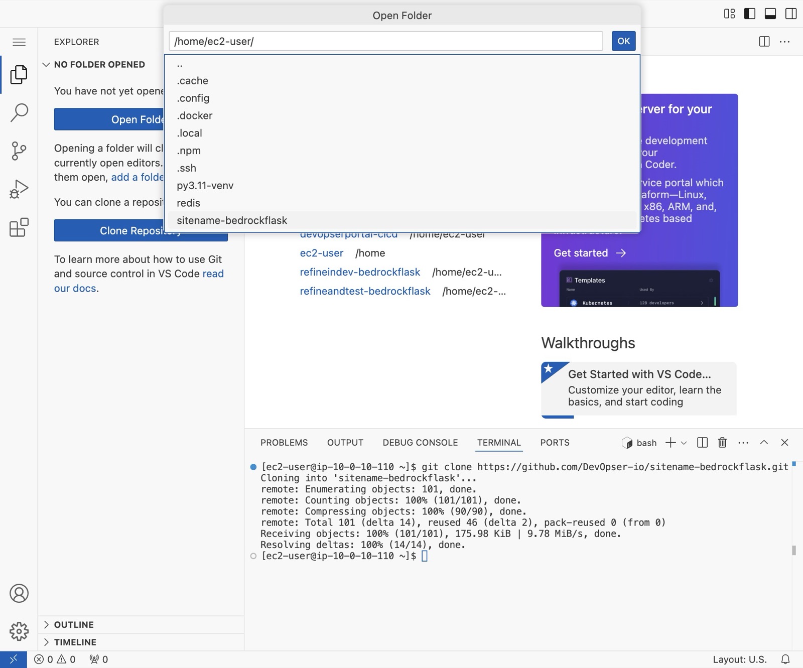 Deploy Your App to the Development Environment, step 8