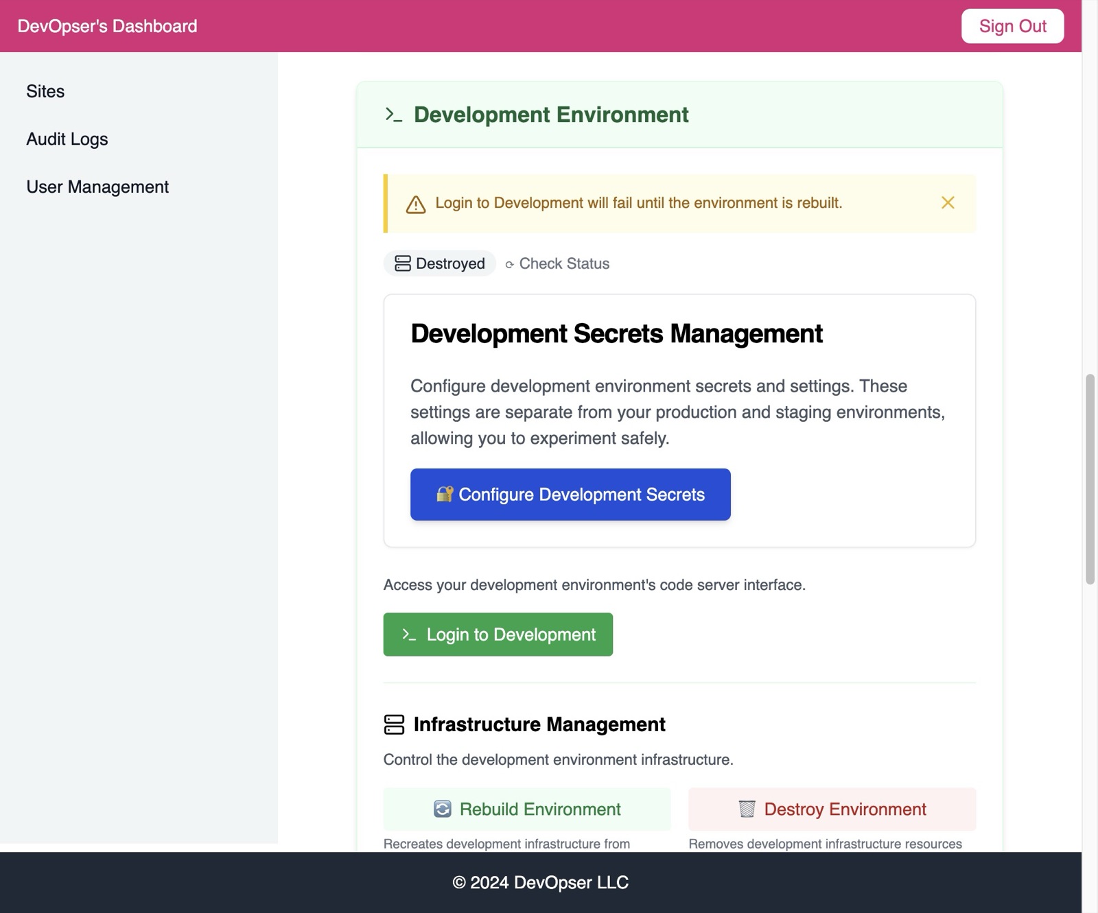 Launch Your Development Environment, step 3