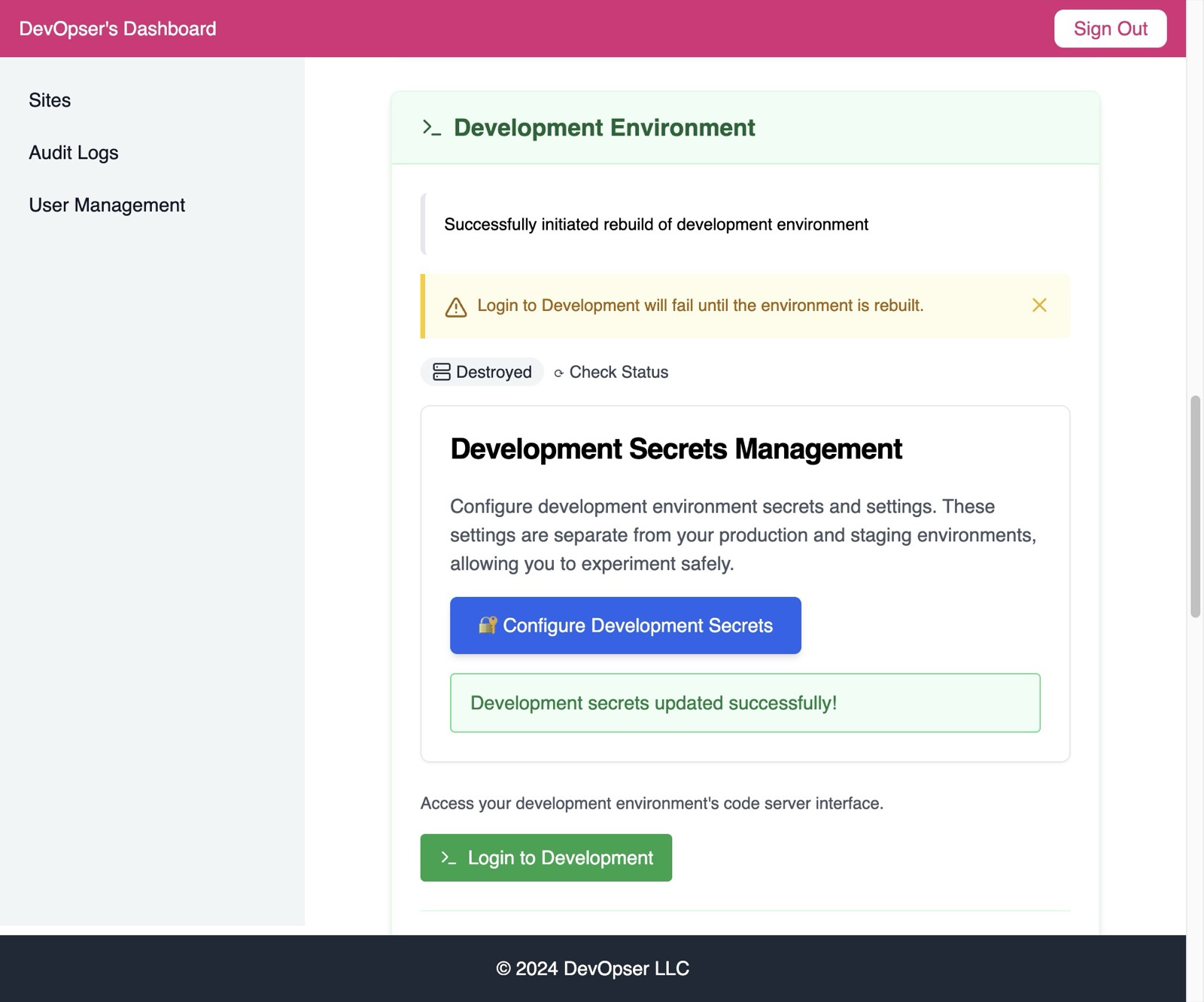 Launch Your Development Environment, step 13