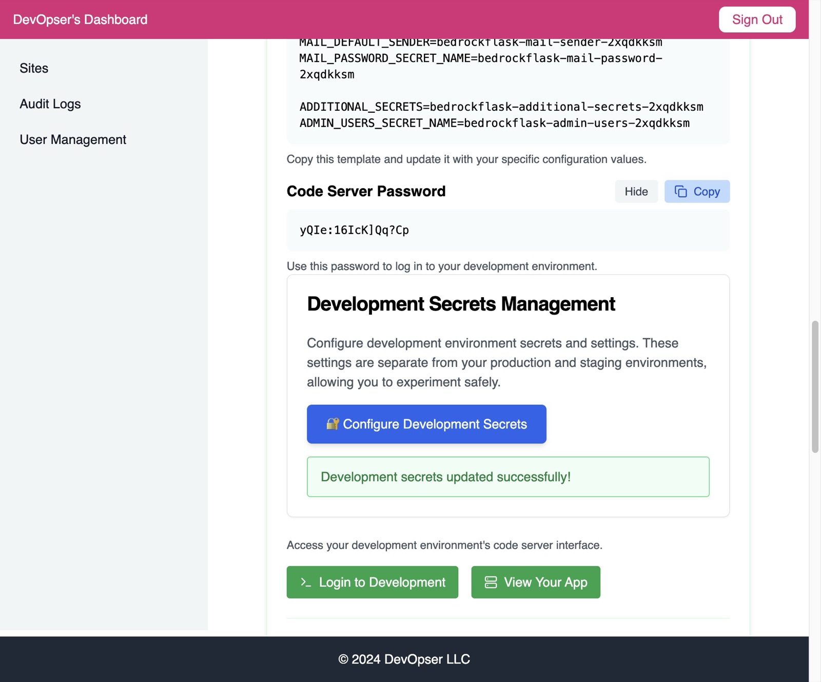 Launch Your Development Environment, step 17