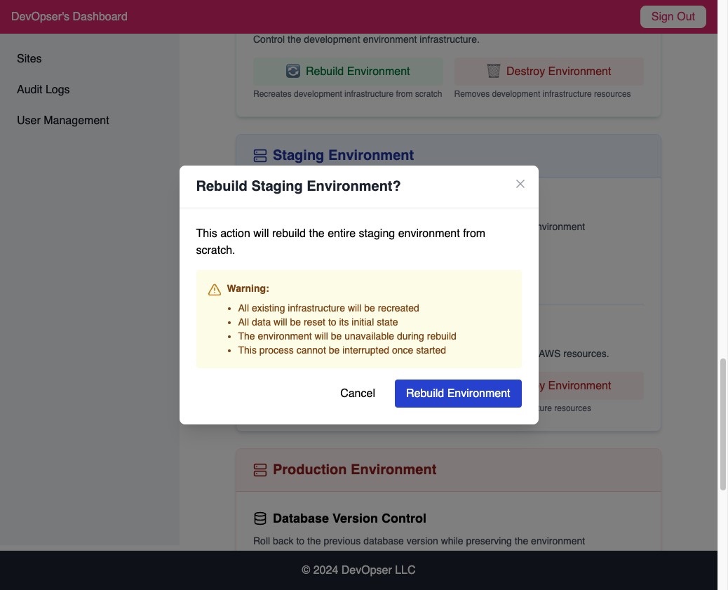 Destroy and Rebuild an Environment, step 7