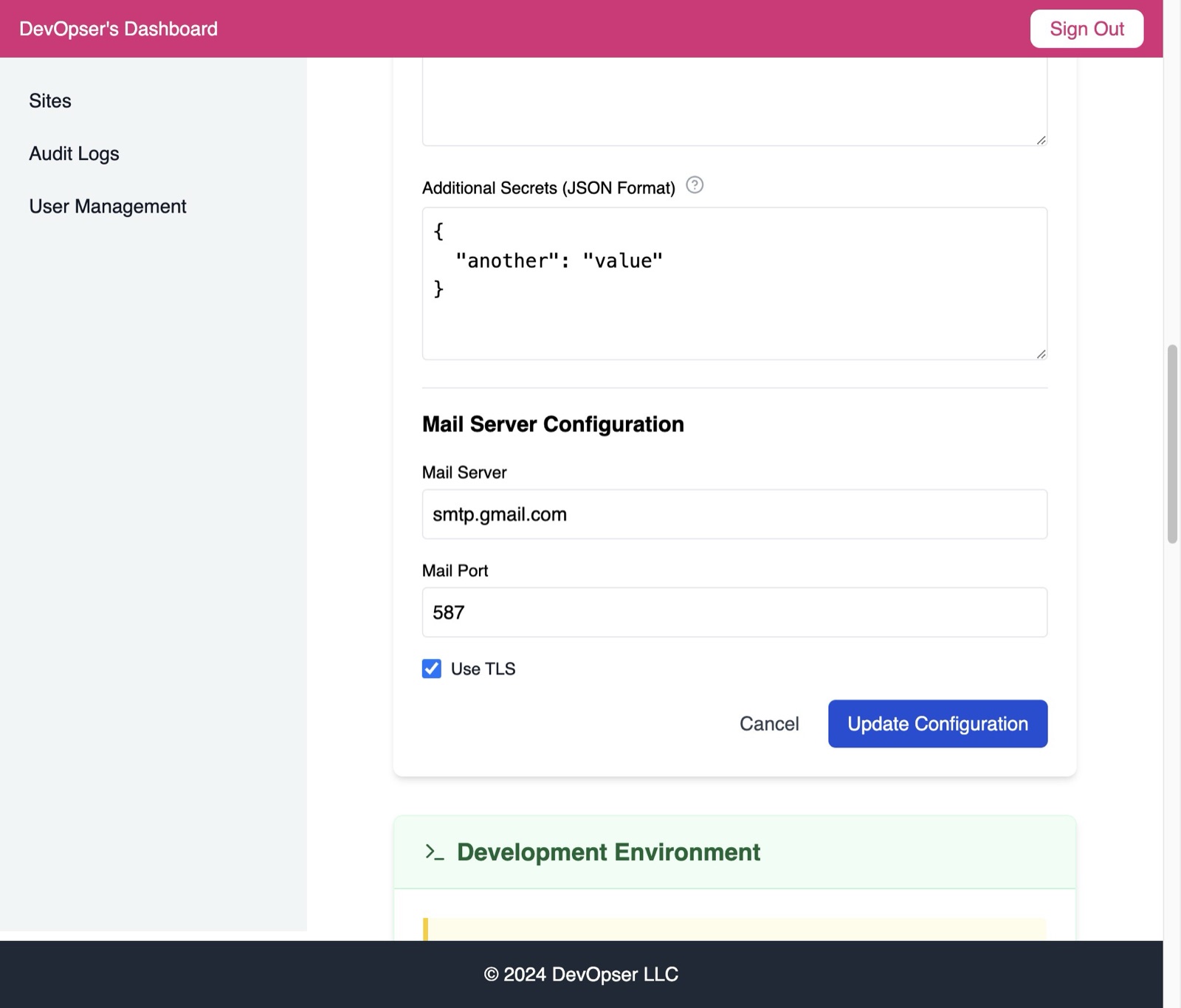 Update Staging and Production Secrets, step 5