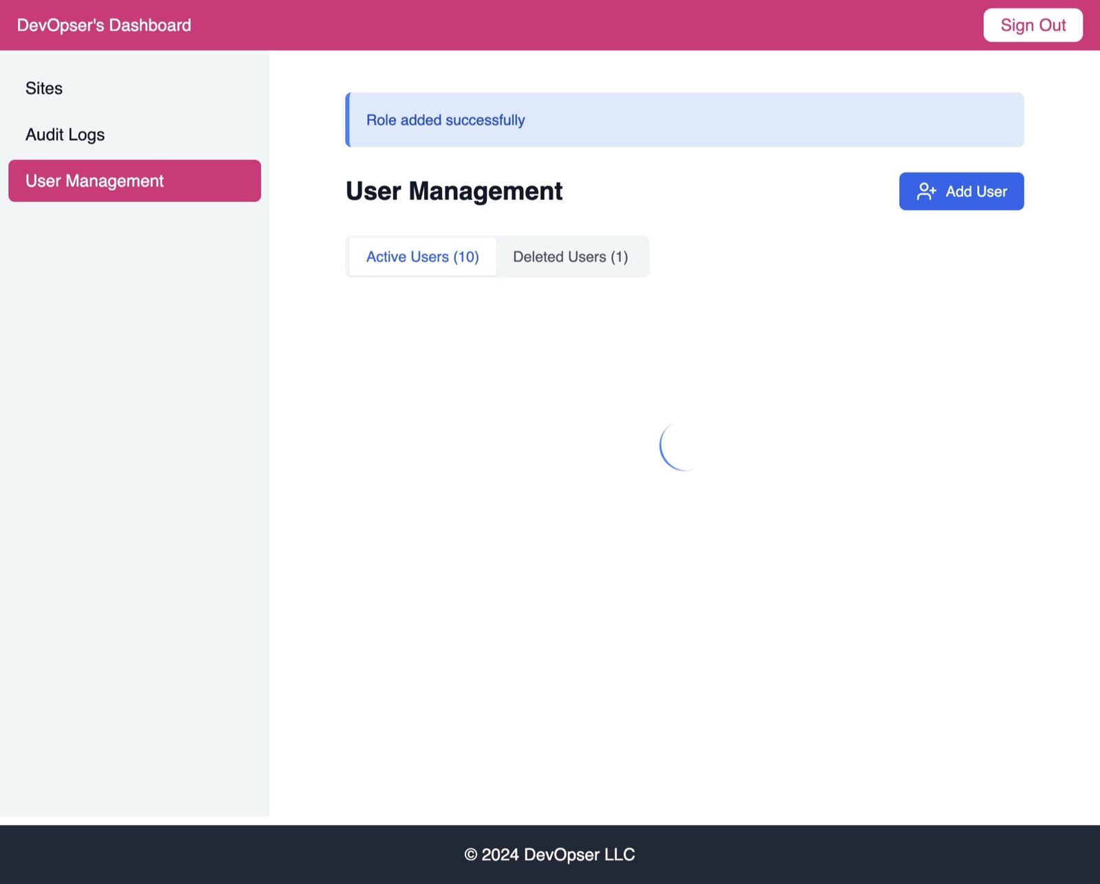 User Management, step 10